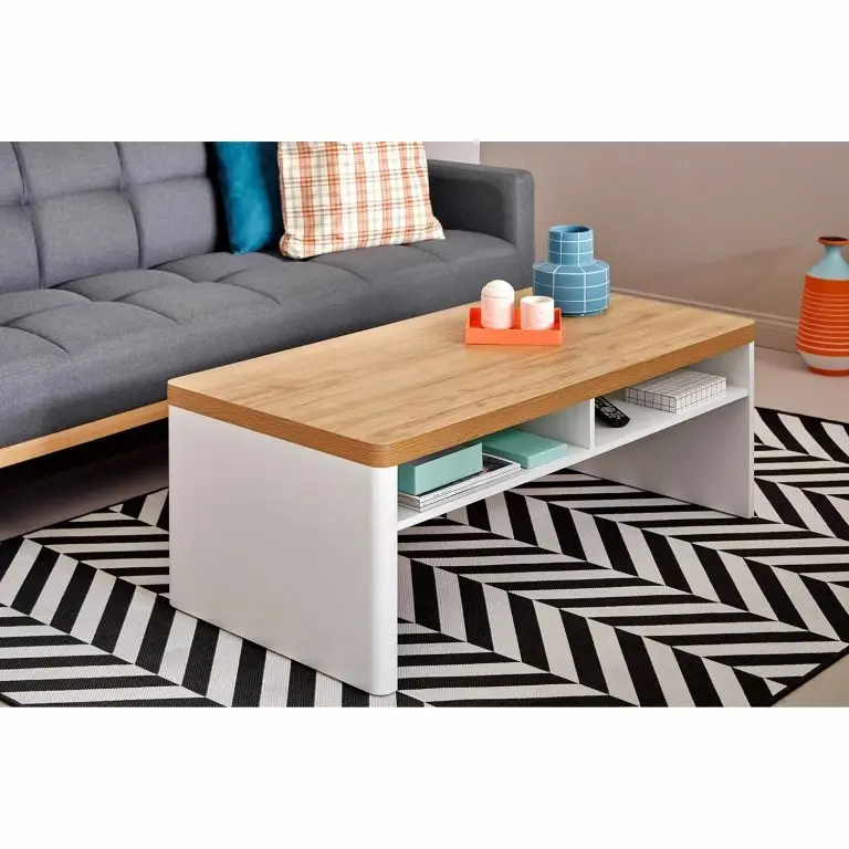 Loftscape Jahnke Table Basse Libre Coffee – Imitation Duramen De Chêne / Blanc