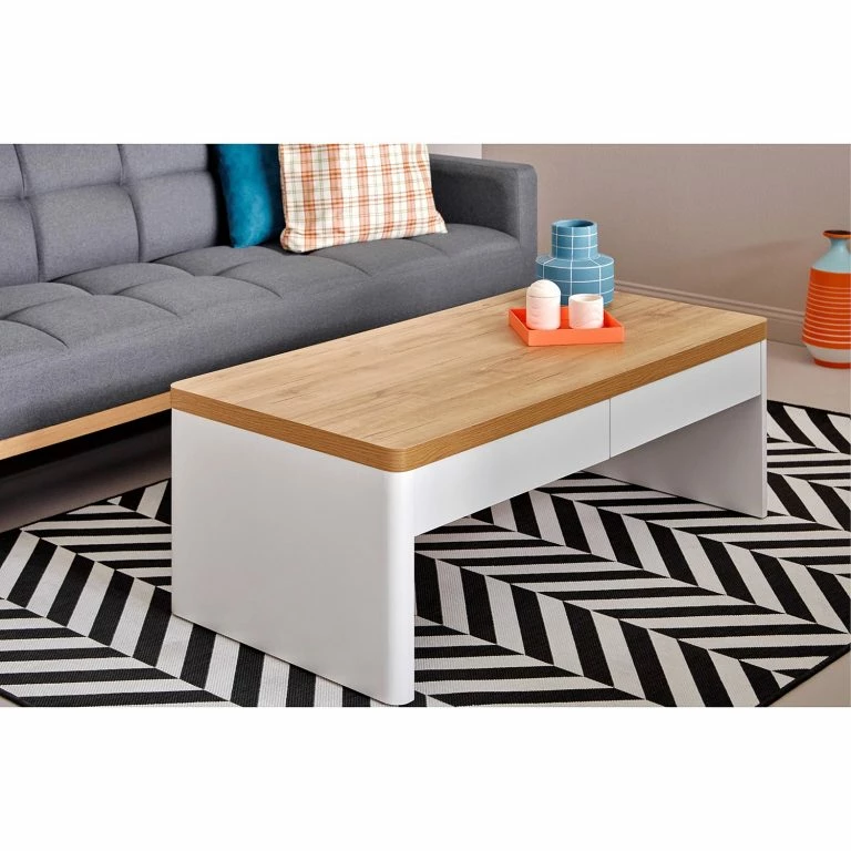 Loftscape Jahnke Table Basse Libre Coffee – Imitation Duramen De Chêne / Blanc