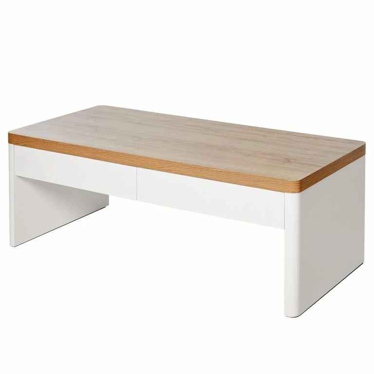 loftscape Jahnke Table basse Libre Coffee – Imitation duramen de chêne / Blanc