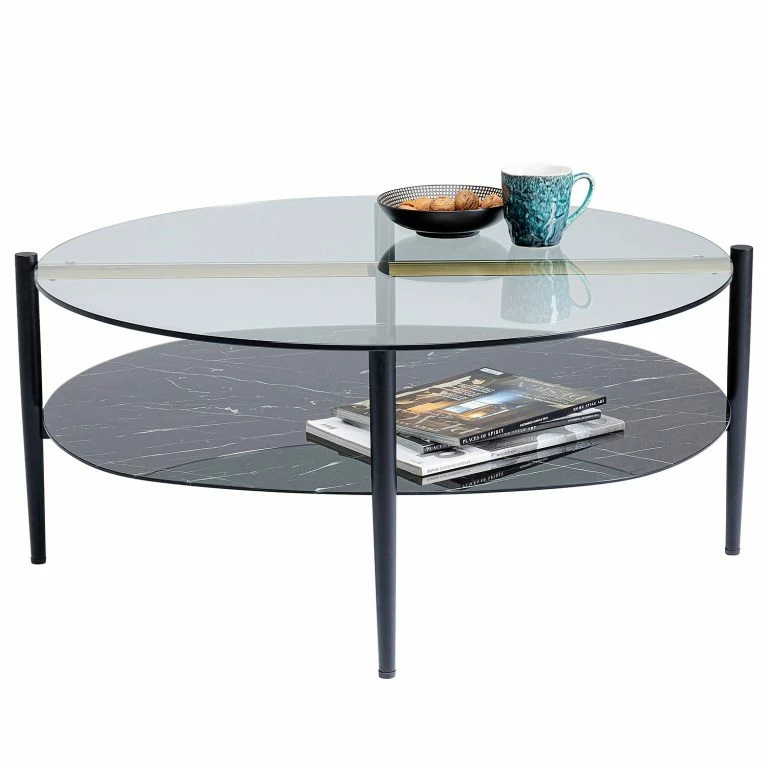 Loftscape Kare Design Table Basse Nellie – Verre / Métal – Noir