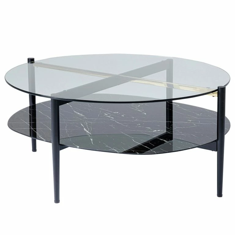 loftscape Kare Design Table basse Nellie – Verre / Métal – Noir
