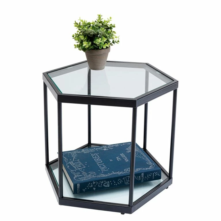 Loftscape Kare Design Table Basse Taha – Verre / Métal – Noir