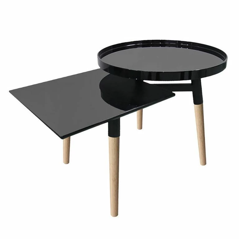 loftscape Kayoom Bout de canapé Butler II – Partiellement en bambou massif – Noir