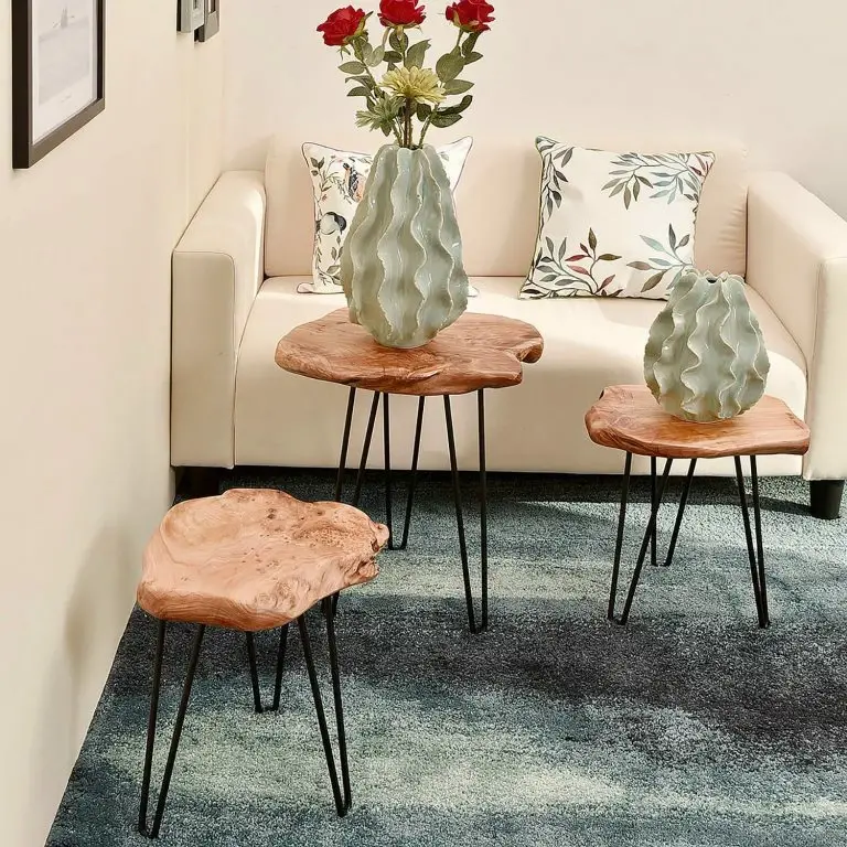 Loftscape Kayoom Bout De Canapé Woody II – Cèdre Massif / Métal – Naturel / Noir