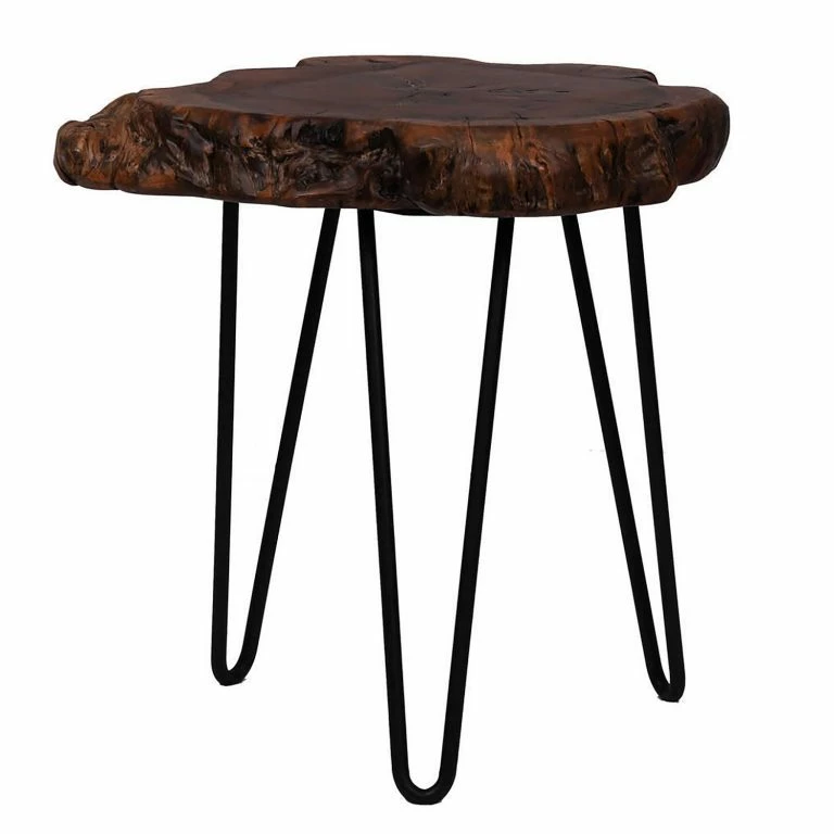 Loftscape Kayoom Bout De Canapé Woody III – Dattier Massif / Métal – Naturel / Noir