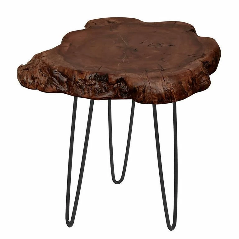 Loftscape Kayoom Bout De Canapé Woody III – Dattier Massif / Métal – Naturel / Noir