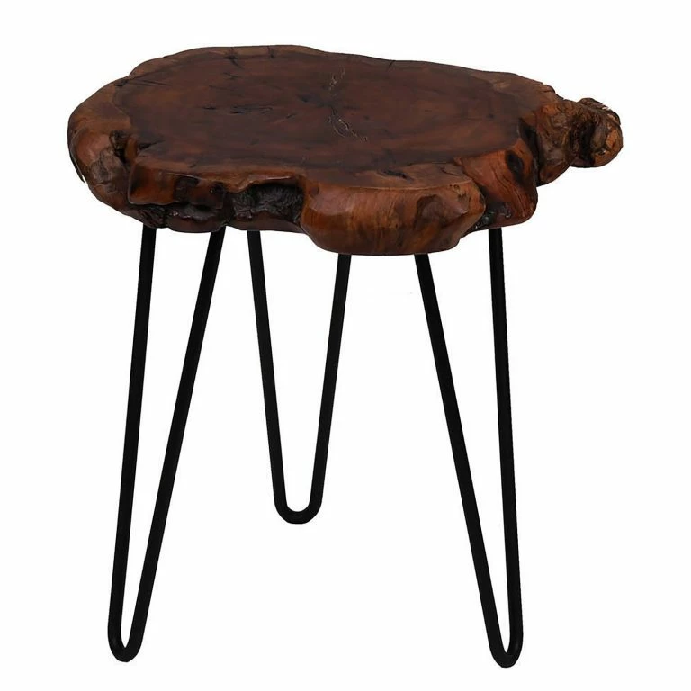 loftscape Kayoom Bout de canapé Woody III – Dattier massif / métal – Naturel / Noir