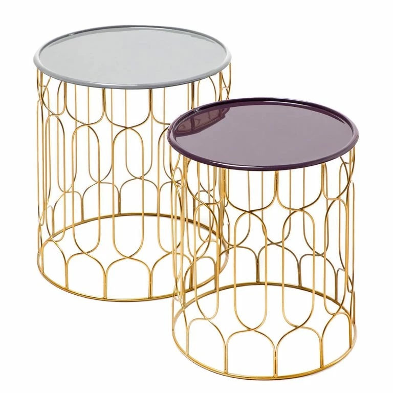 loftscape Kayoom Bouts de canapé Timba (lot de 2) – Fer – Aubergine