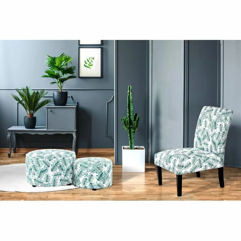 Loftscape Kayoom Chaises Capitonnées Indira I – Tissu / Hêtre Massif – Noir / Vert Et Blanc
