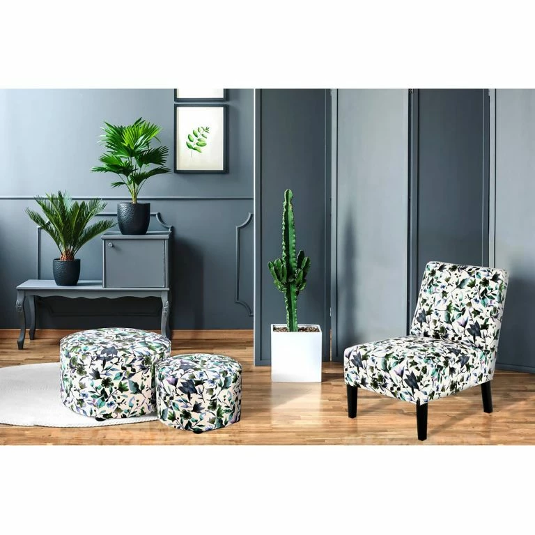 Loftscape Kayoom Chaises Capitonnées Indira IV – Tissu / Hêtre Massif – Noir / Vert Et Blanc