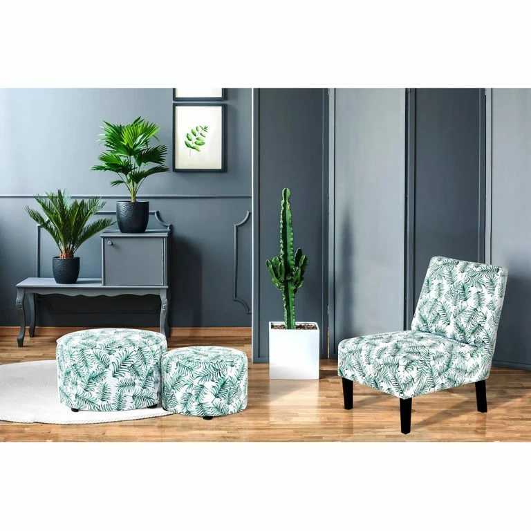 Loftscape Kayoom Chaises Capitonnées Indira V – Tissu / Hêtre Massif – Noir / Vert Et Blanc