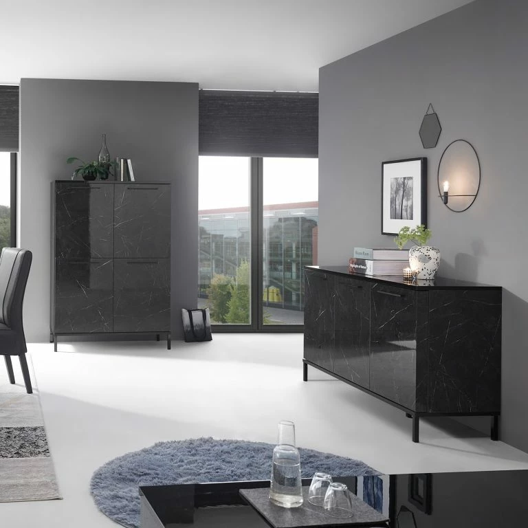 Loftscape LC Spa Buffet Mango – Imitation Marbre Noir – Largeur : 156 Cm