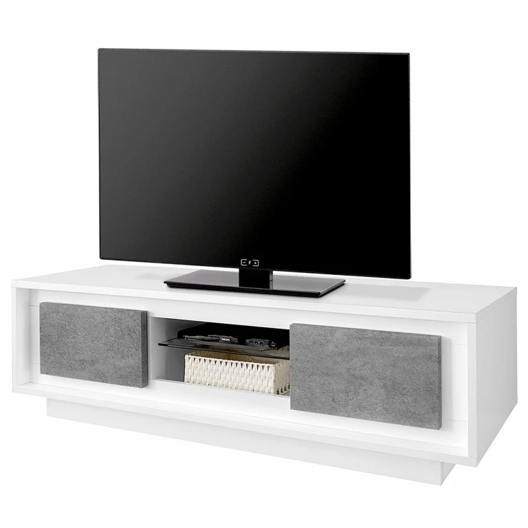 loftscape LC Spa Meuble TV Forenza – Imitation béton / Blanc