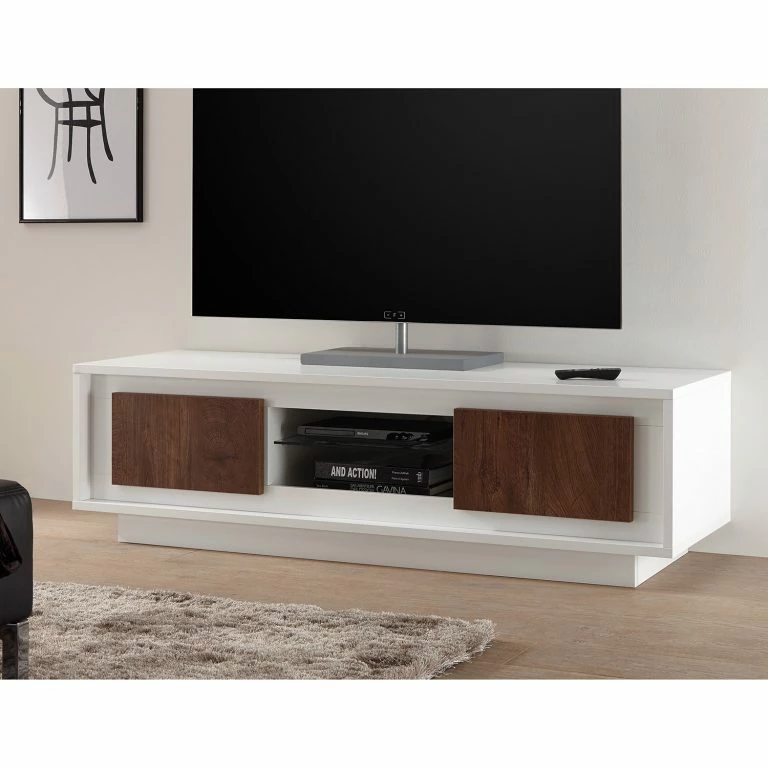 Loftscape LC Spa Meuble TV Forenza – Imitation Noisetier / Blanc