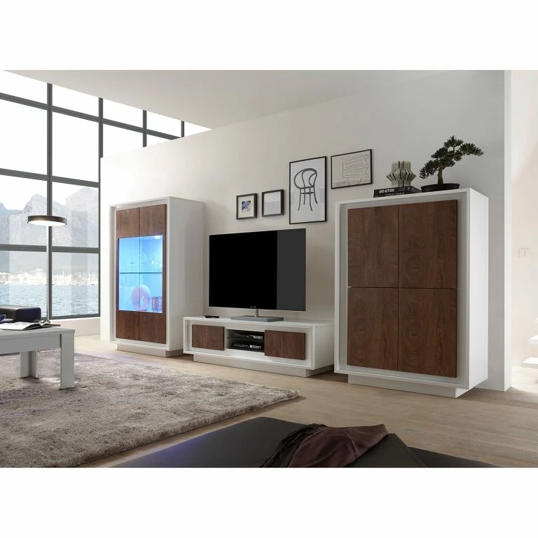 Loftscape LC Spa Meuble TV Forenza – Imitation Noisetier / Blanc