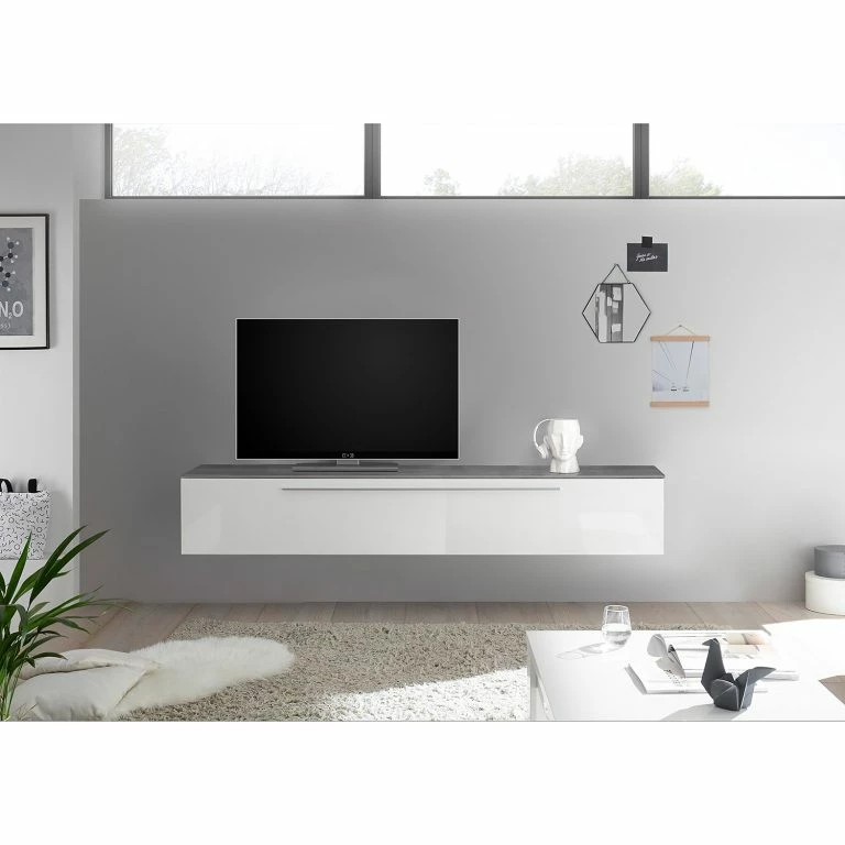 Loftscape LC Spa Meuble TV Infinity – Blanc / Imitation Béton