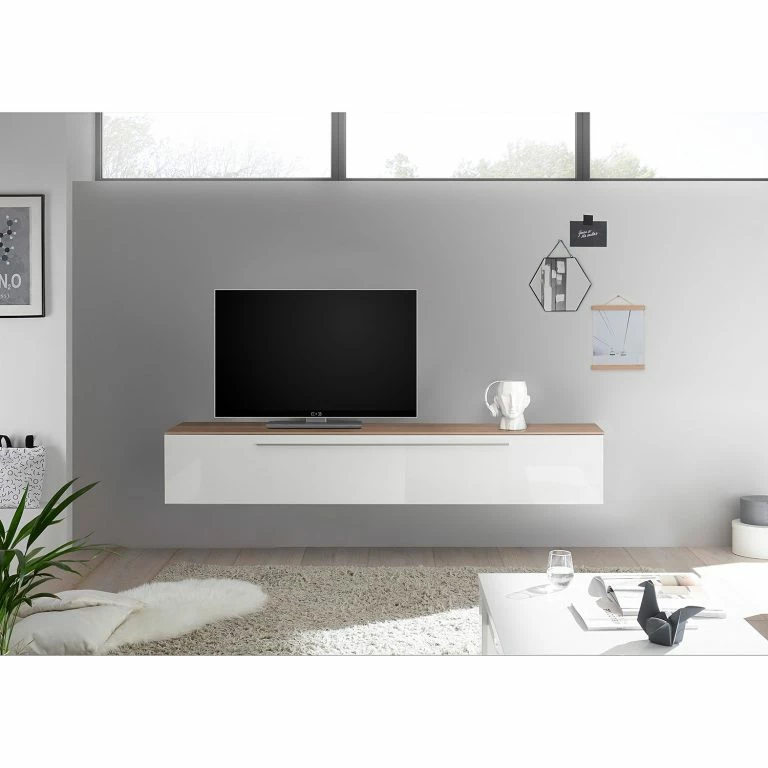 Loftscape LC Spa Meuble TV Infinity – Blanc / Imitation Noyer Clair