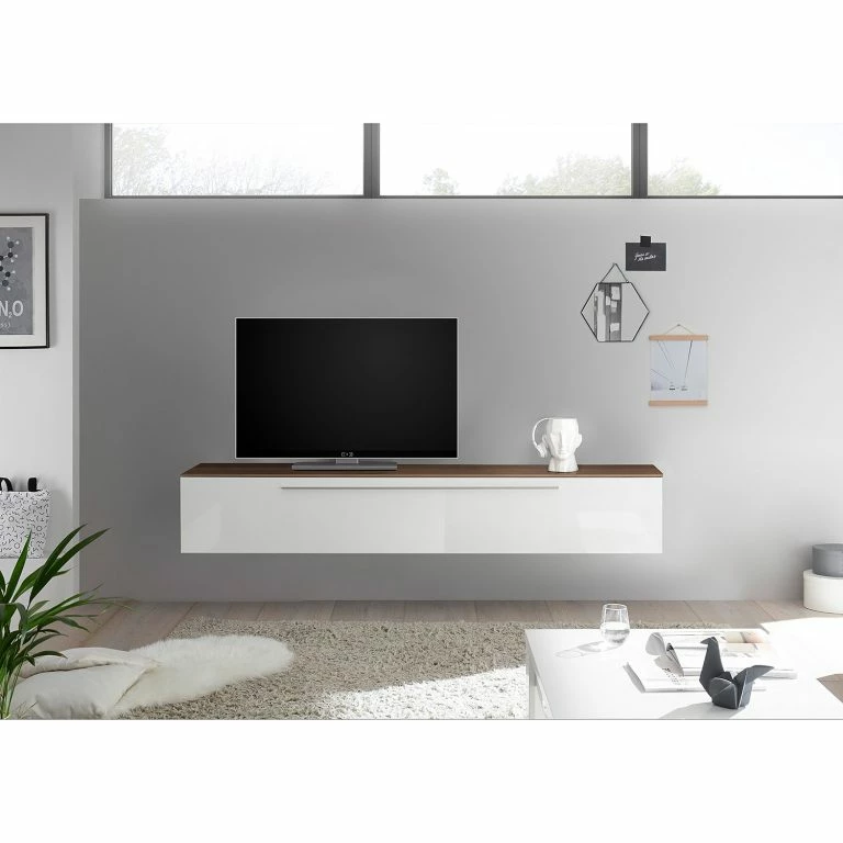 Loftscape LC Spa Meuble TV Infinity – Blanc / Imitation Noyer Foncé