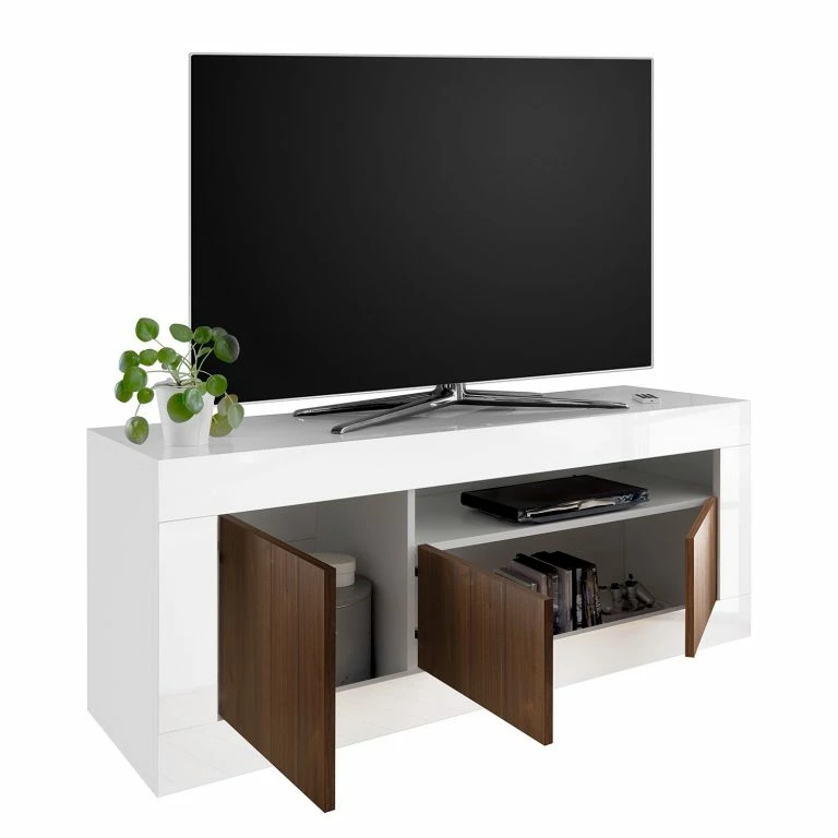 Loftscape LC Spa Meuble TV Urbino – Imitation Noisetier / Blanc