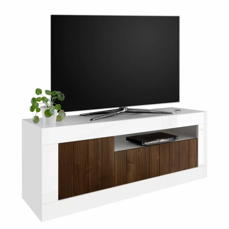 loftscape LC Spa Meuble TV Urbino – Imitation noisetier / Blanc