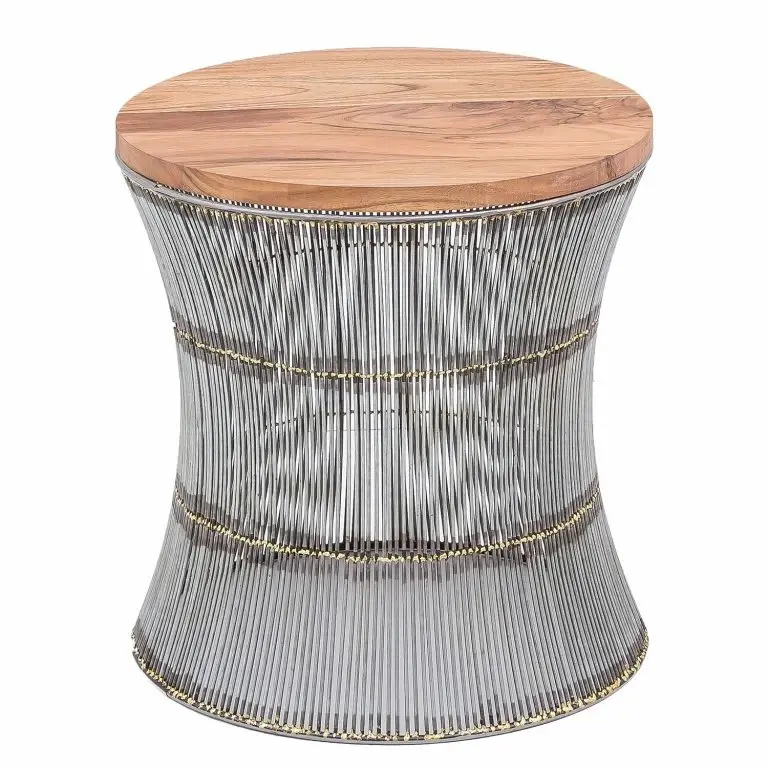 loftscape Loftscape Bout de canapé Bejaia – Manguier massif / Métal – Manguier / Gris