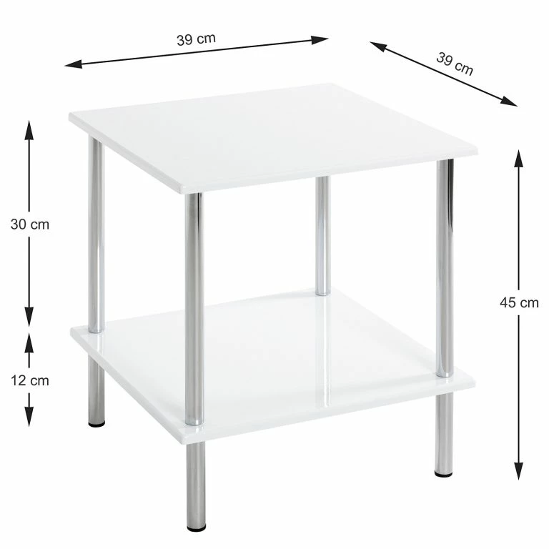 Loftscape Loftscape Bout De Canapé Bora Bora – Métal – Blanc Brillant / Chrome