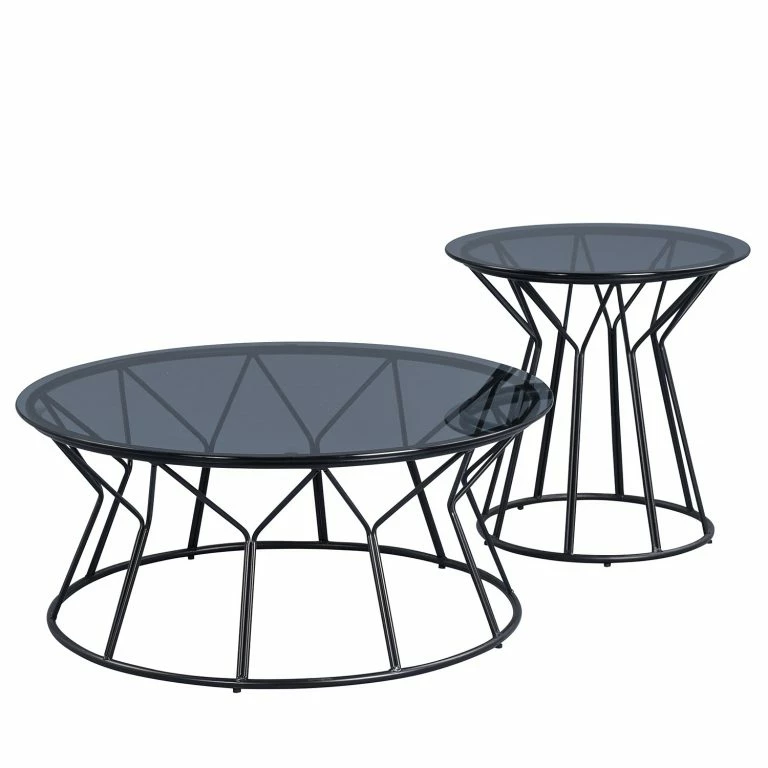 Loftscape Loftscape Bout De Canapé Brickell – Verre / Métal – Gris / Noir