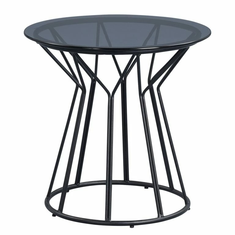 Loftscape Loftscape Bout De Canapé Brickell – Verre / Métal – Gris / Noir