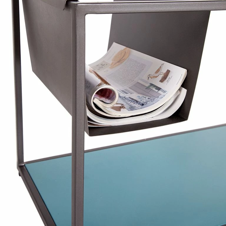 Loftscape Loftscape Bout De Canapé Carrabelle III – Verre / Métal – Gris / Anthracite