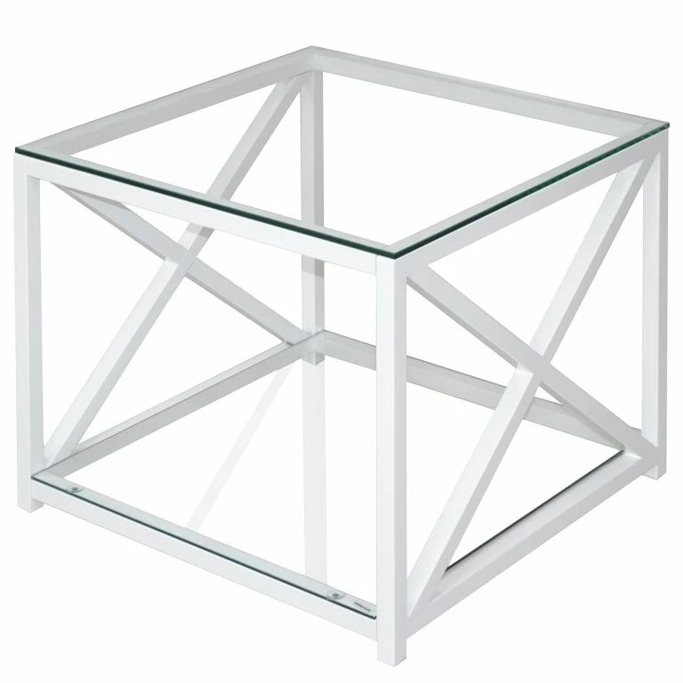loftscape Loftscape Bout de canapé Empesos – Verre / Métal – Blanc