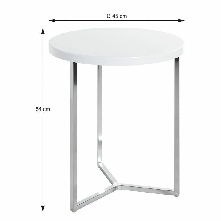 Loftscape Loftscape Bout De Canapé Encamp – Métal – Blanc Brillant / Chrome