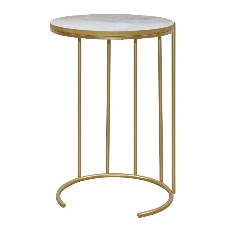 loftscape Loftscape Bout de canapé Endrup – Métal – Imitation marbre blanc / Doré