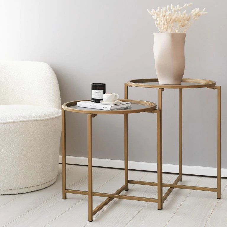 Loftscape Loftscape Bout De Canapé Guichen I – Verre / Métal – Noir Fumé / Doré