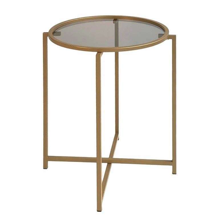 loftscape Loftscape Bout de canapé Guichen II – Verre / Métal – Noir fumé / Doré