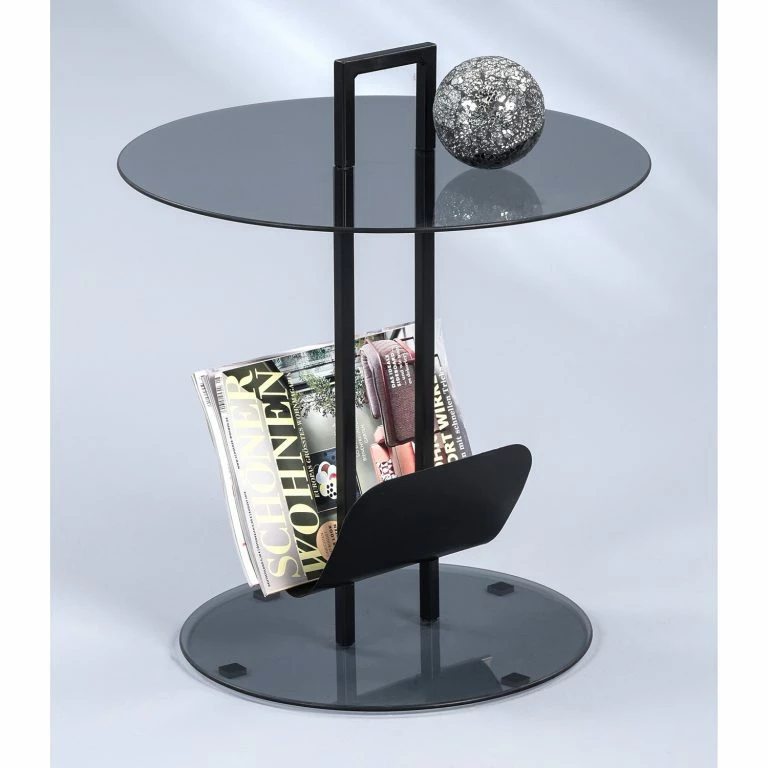 Loftscape Loftscape Bout De Canapé Mansonville I – Verre / Métal – Gris / Noir