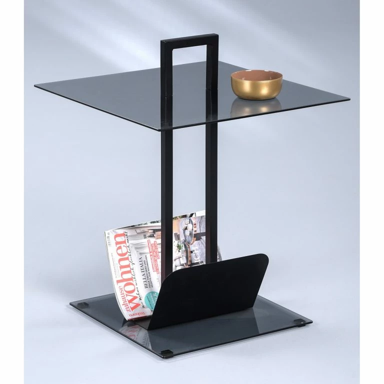 Loftscape Loftscape Bout De Canapé Mansonville II – Verre / Métal – Gris / Noir