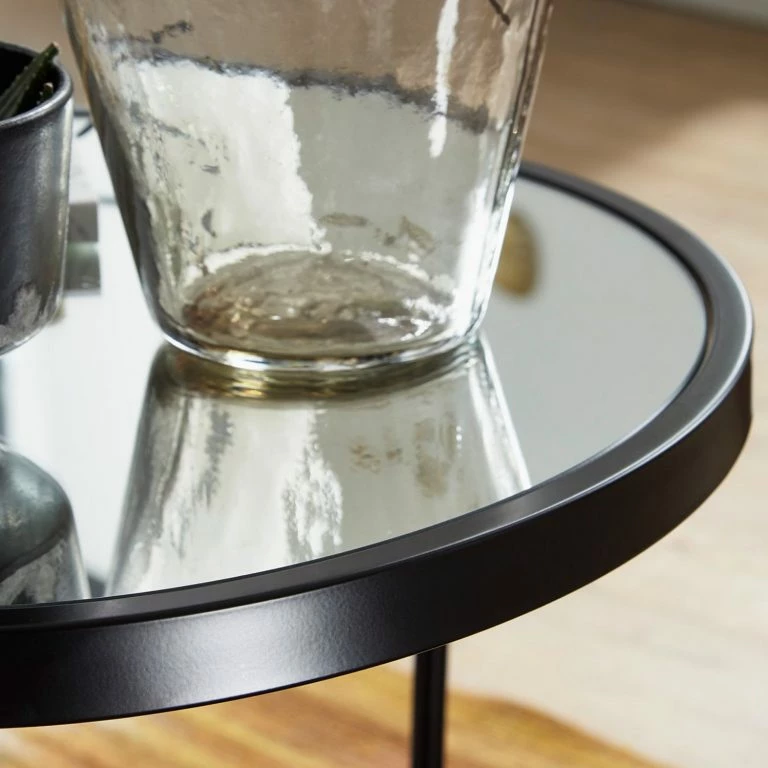 Loftscape Loftscape Bout De Canapé Menglon – Verre / Métal – Noir