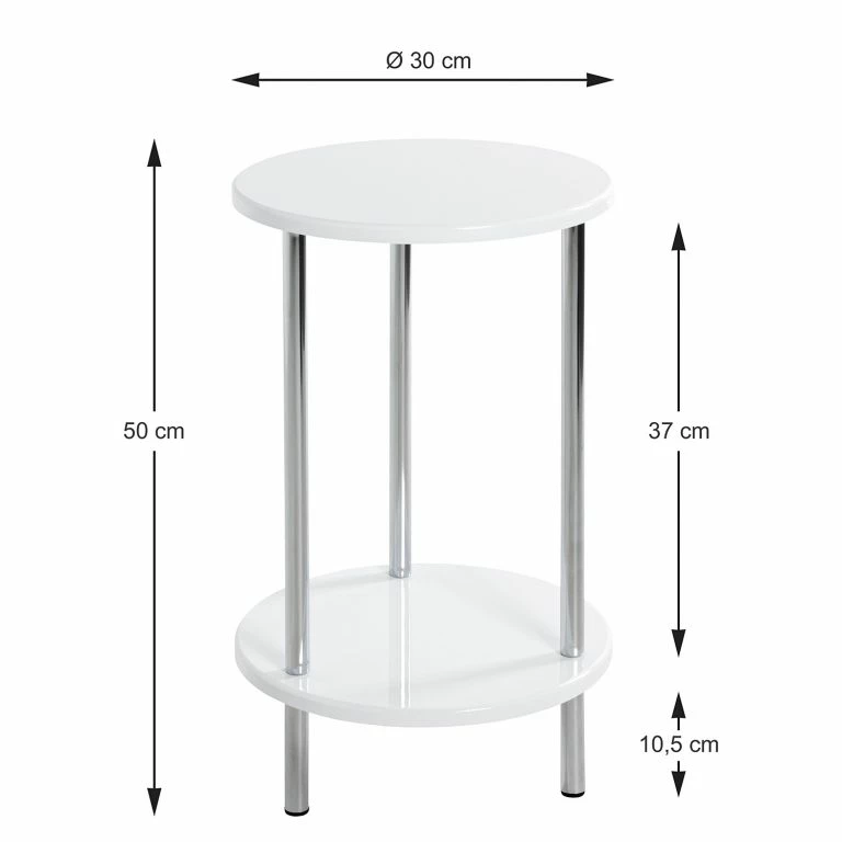 Loftscape Loftscape Bout De Canapé Modane – Métal – Blanc Brillant / Chrome