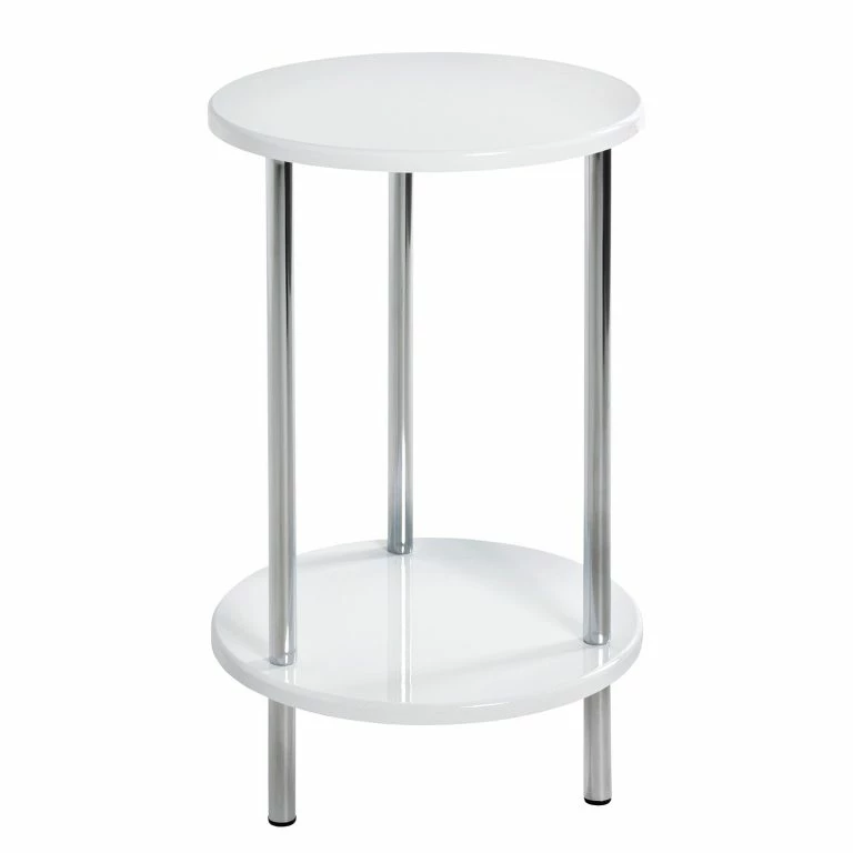 loftscape Loftscape Bout de canapé Modane – Métal – Blanc brillant / Chrome