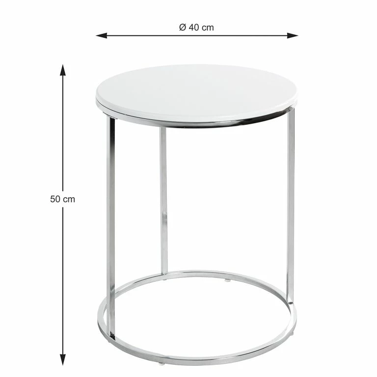 Loftscape Loftscape Bout De Canapé Molac – Métal – Blanc Brillant / Chrome