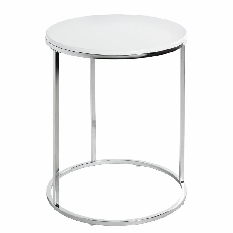 loftscape Loftscape Bout de canapé Molac – Métal – Blanc brillant / Chrome