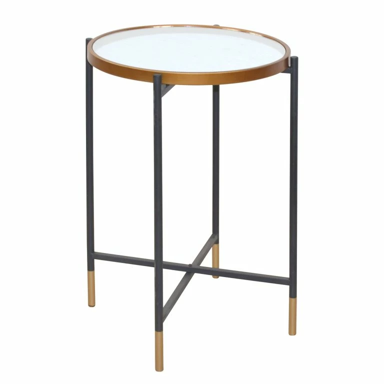 loftscape Loftscape Bout de canapé Monaco – Verre / Métal – Noir / Doré