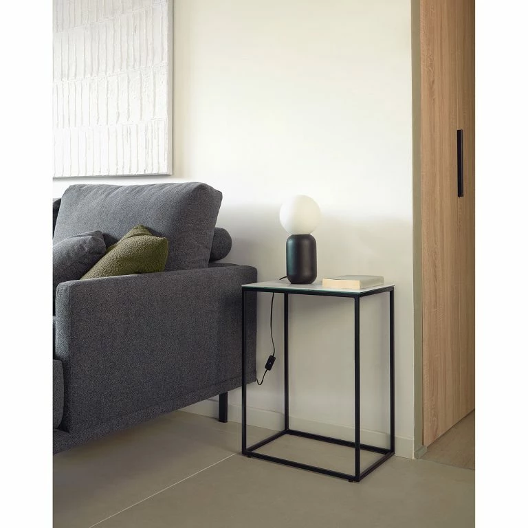 Loftscape Loftscape Bout De Canapé Rachel – Placage En Bois Véritable – Blanc / Chêne