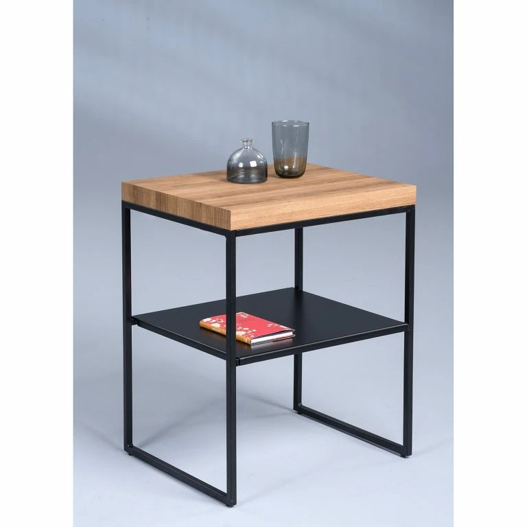 loftscape Loftscape Bout de canapé Saxton – Imitation chêne / Noir