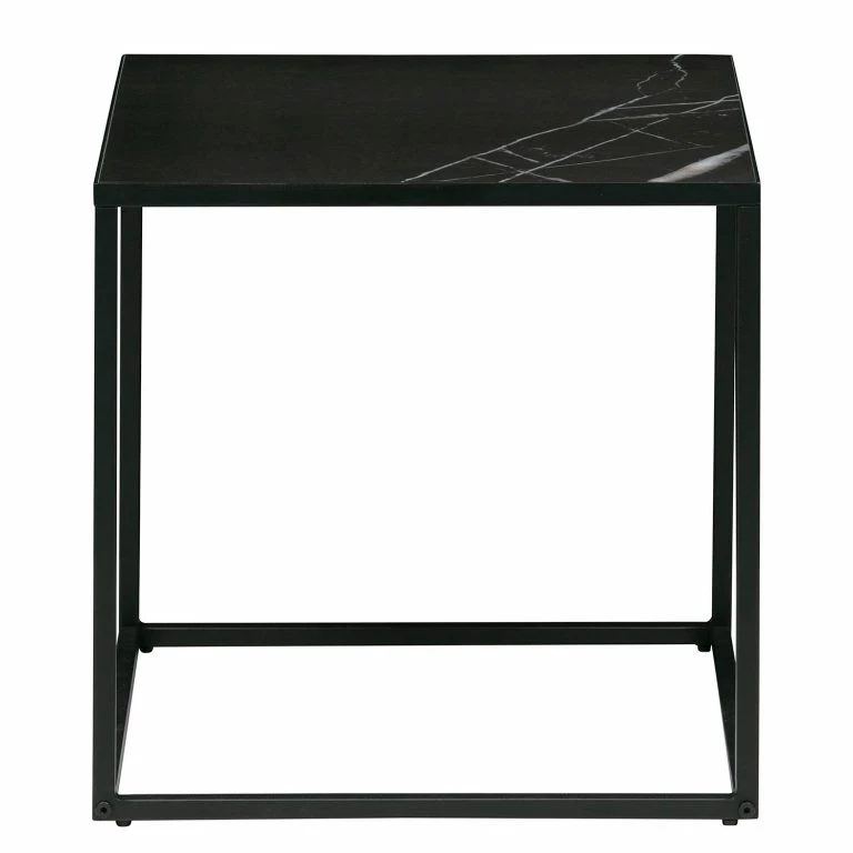 Loftscape Loftscape Bout De Canapé Sornas – Porcelaine / Métal – Imitation Marbre Noir / Noir