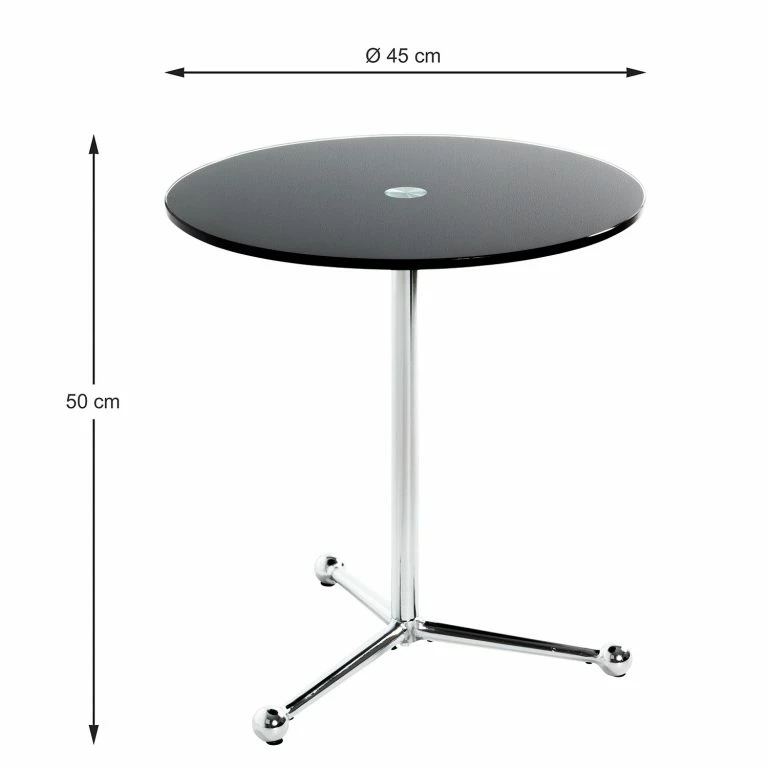 Loftscape Loftscape Bout De Canapé Suan – Verre / Métal – Noir / Chrome