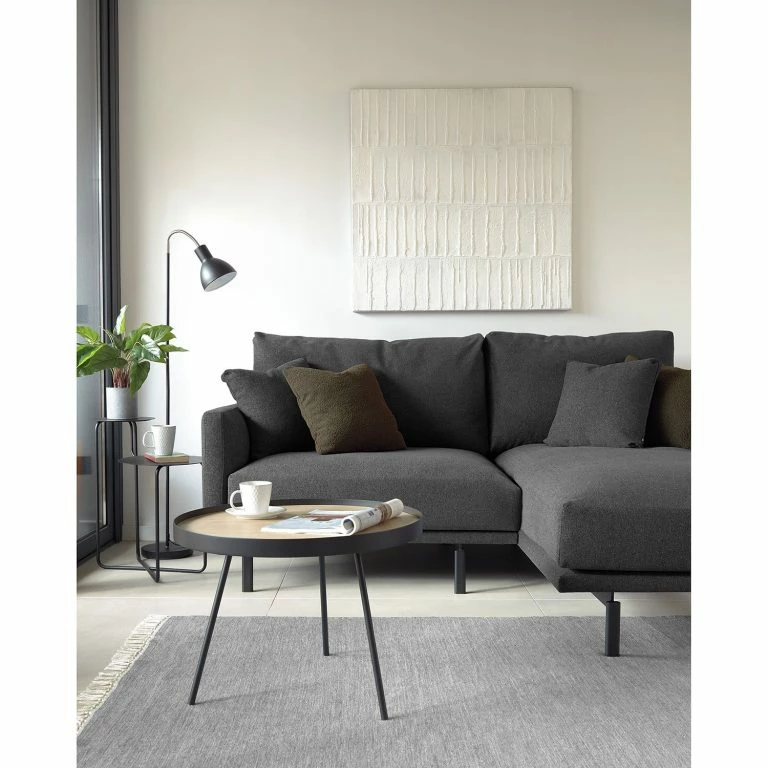 Loftscape Loftscape Bout De Canapé Vetla – Placage En Bois Véritable – Blanc / Chêne