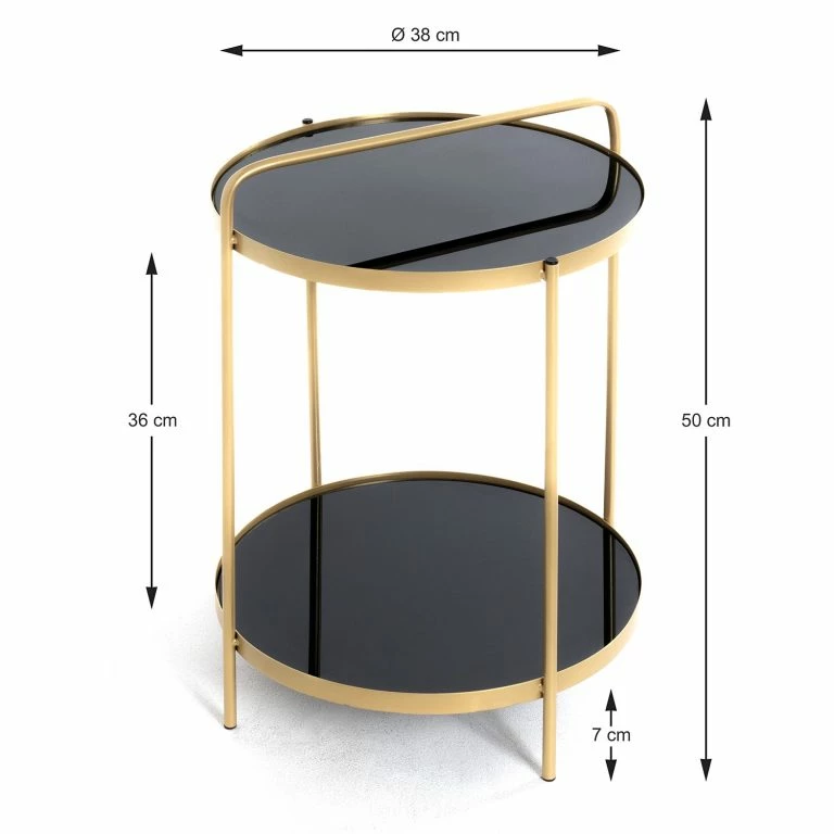 Loftscape Loftscape Bout De Canapé Warwick – Verre / Métal – Noir / Doré