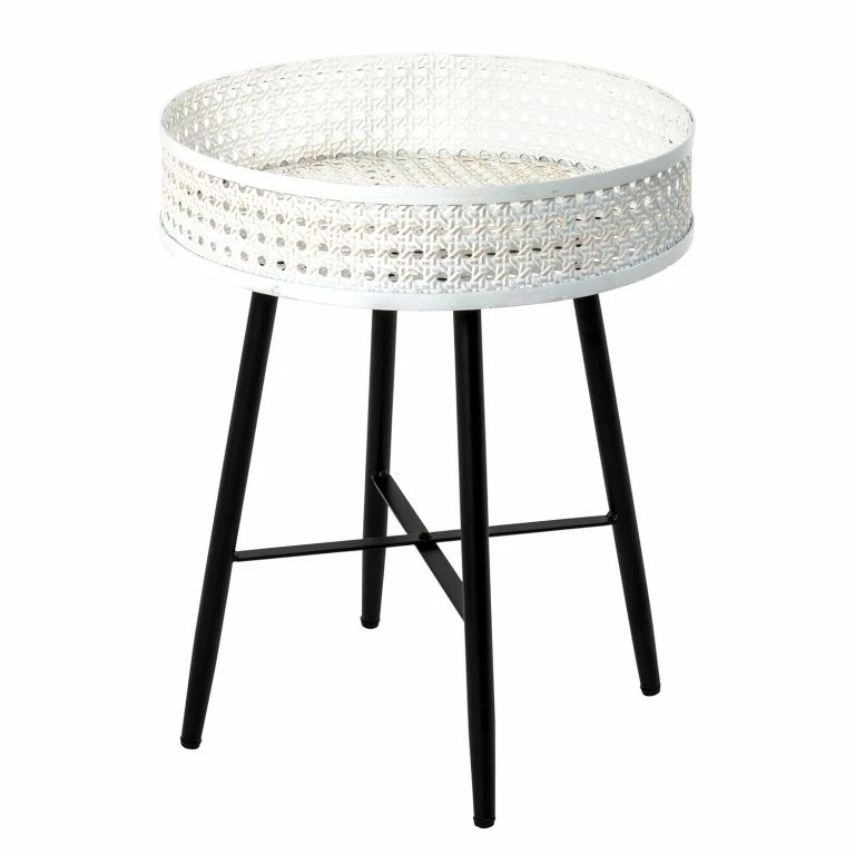 loftscape Loftscape Bout de canapé Whiteville I – Métal – Blanc crème / Noir