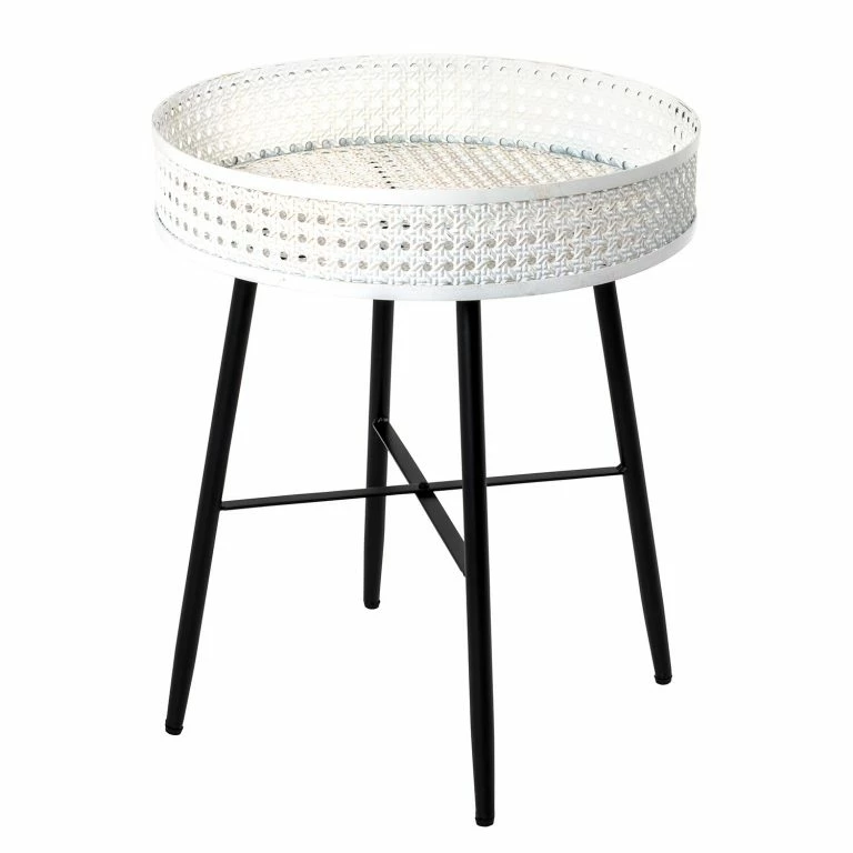 loftscape Loftscape Bout de canapé Whiteville II – Métal – Blanc crème / Noir